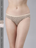 Faso Women's Cotton Outer Elastic Bikini (Pack of 2)