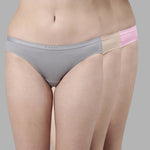 Faso Women's Cotton Outer Elastic Bikini (Pack of 3)