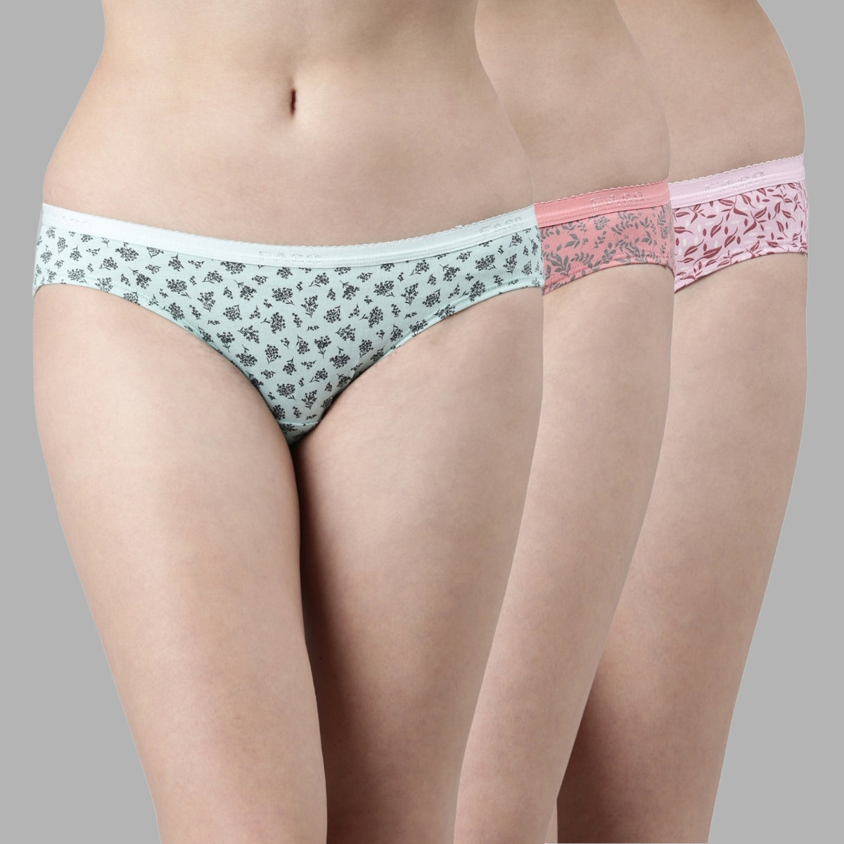 Faso Women's Cotton Outer Elastic Bikini (Pack of 3)