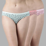 Faso Women's Cotton Outer Elastic Bikini (Pack of 3)