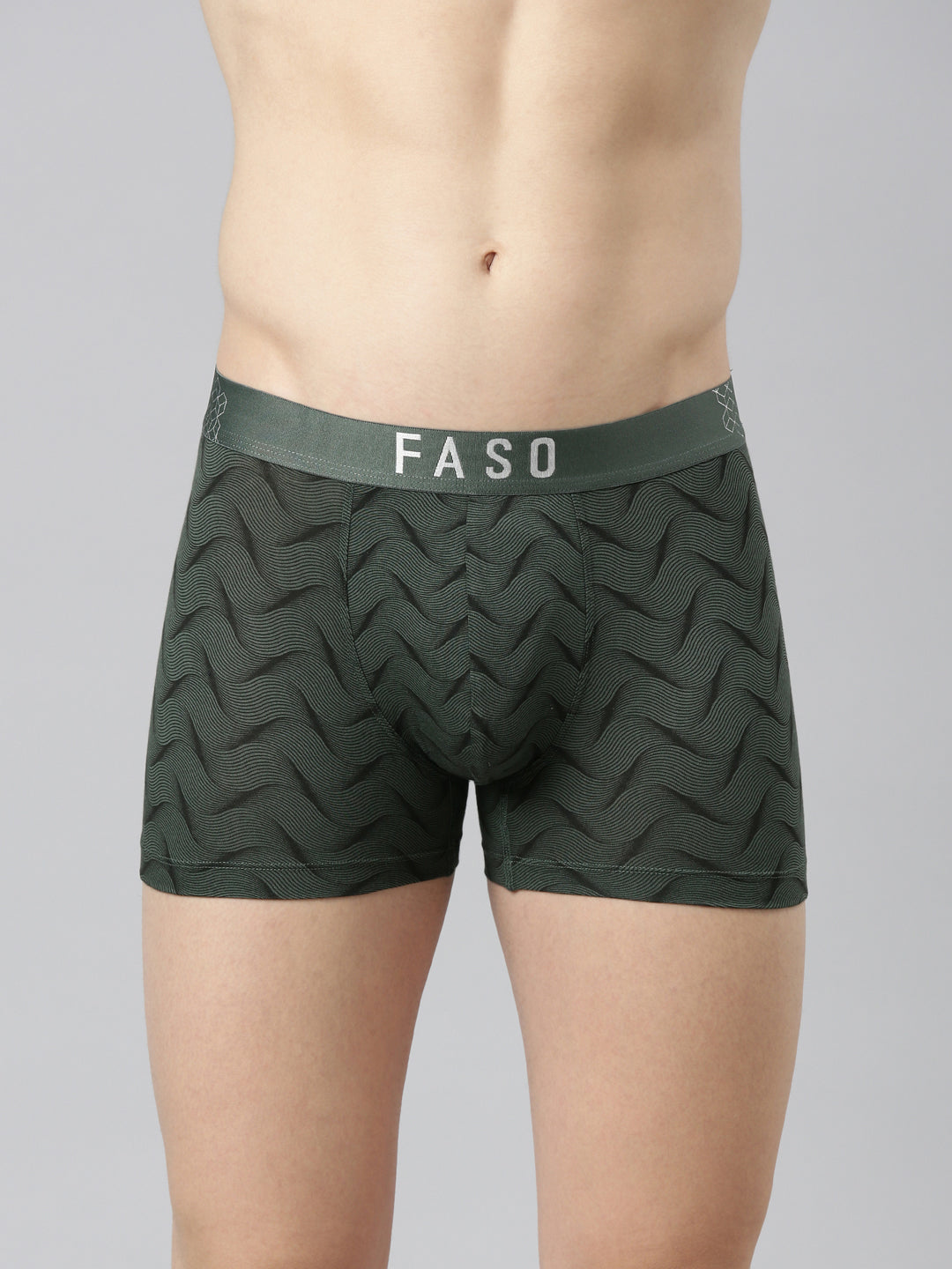 Faso Men's Cotton Stretch All Over Print Trunks
