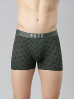 Faso Men's Cotton Stretch All Over Print Trunks