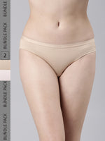 Faso Women's Cotton Outer Elastic Bikini (Pack of 2)