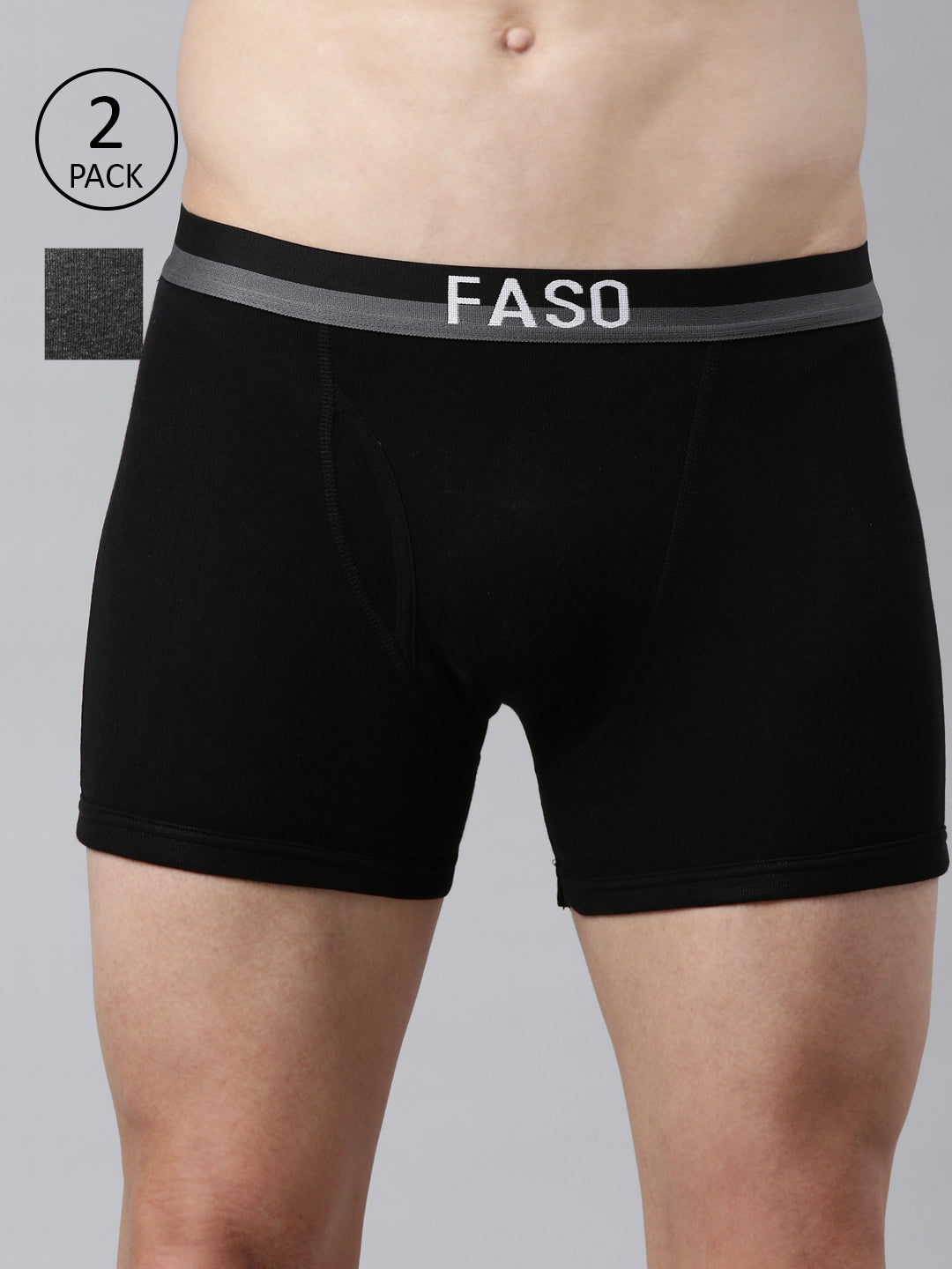 Faso Men's Cotton Outer Elastic Trunk (Pack of 2)