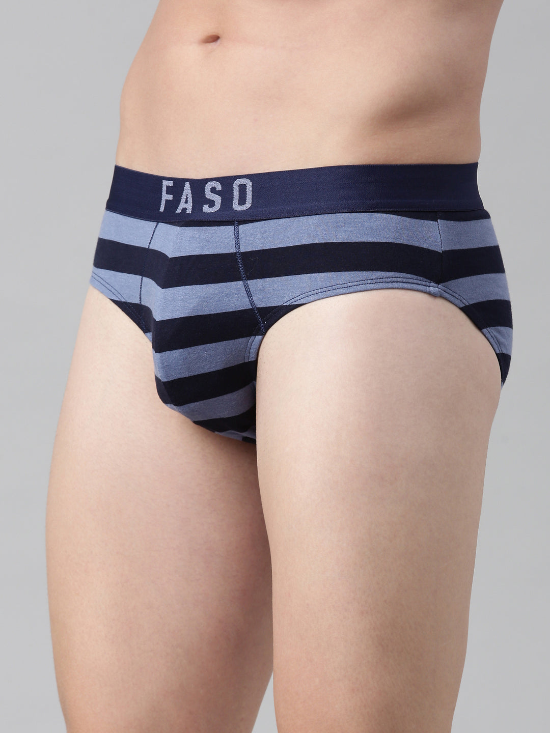 Faso Men's Cotton Yarn Dyed Striped Brief