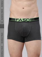 Faso Men's Cotton Neon Outer Elastic Trunk (Pack of 2)