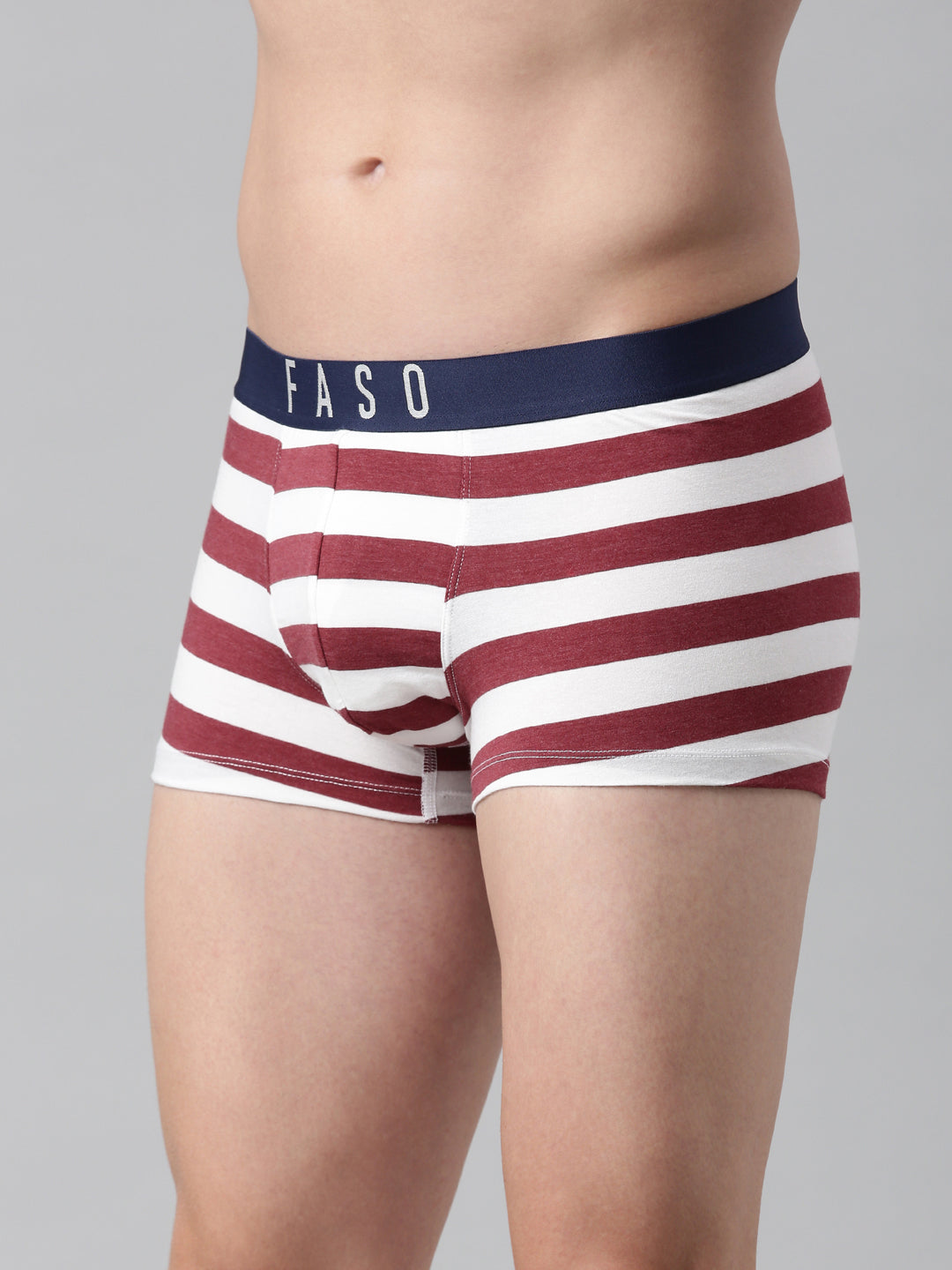 Faso Men's Cotton Yarn Dyed Striped Trunk