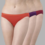 Faso Women's Cotton Outer Elastic Bikini (Pack of 3)