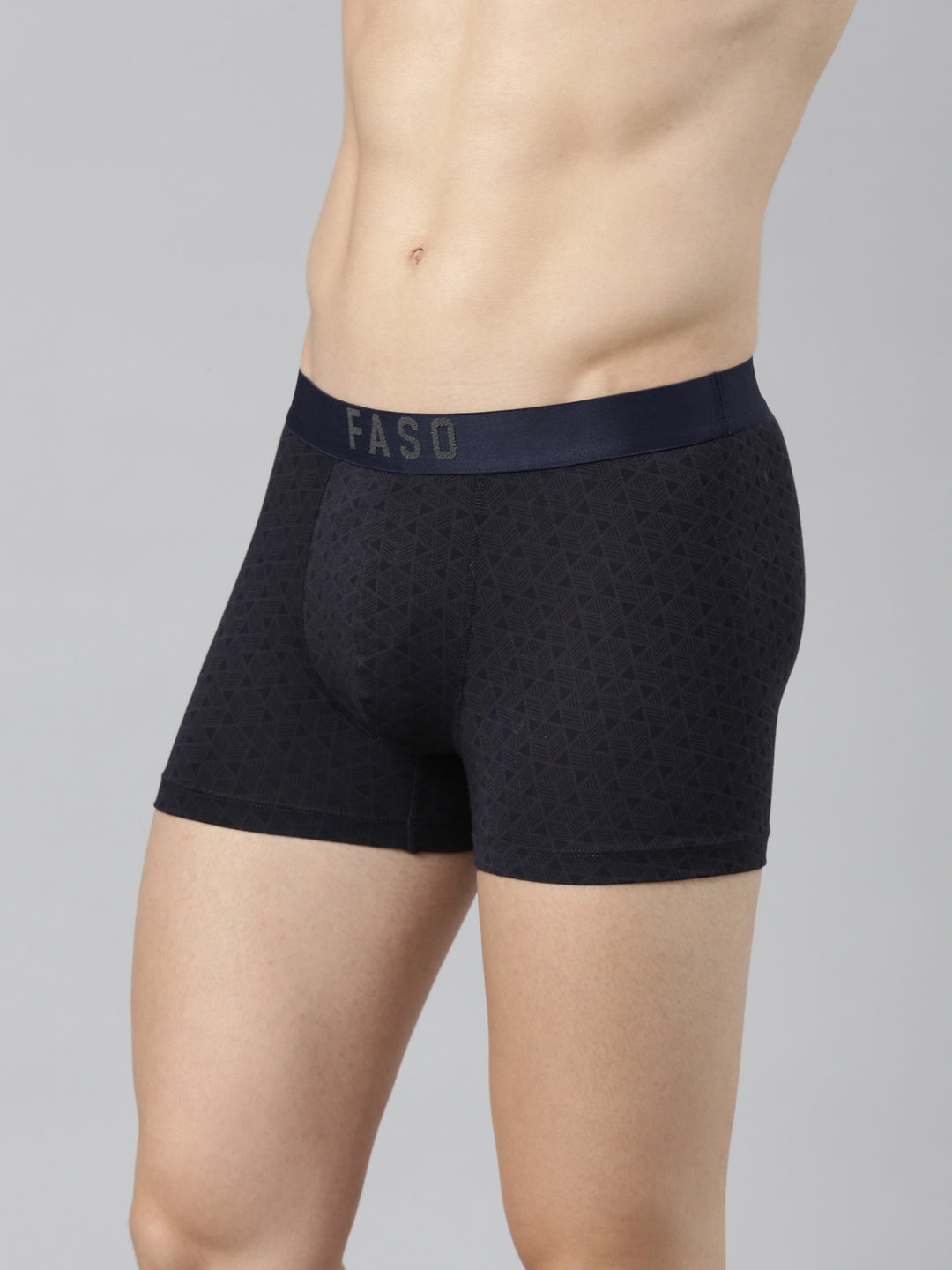 Faso Men's Cotton Outer Elastic All Over Print Trunk