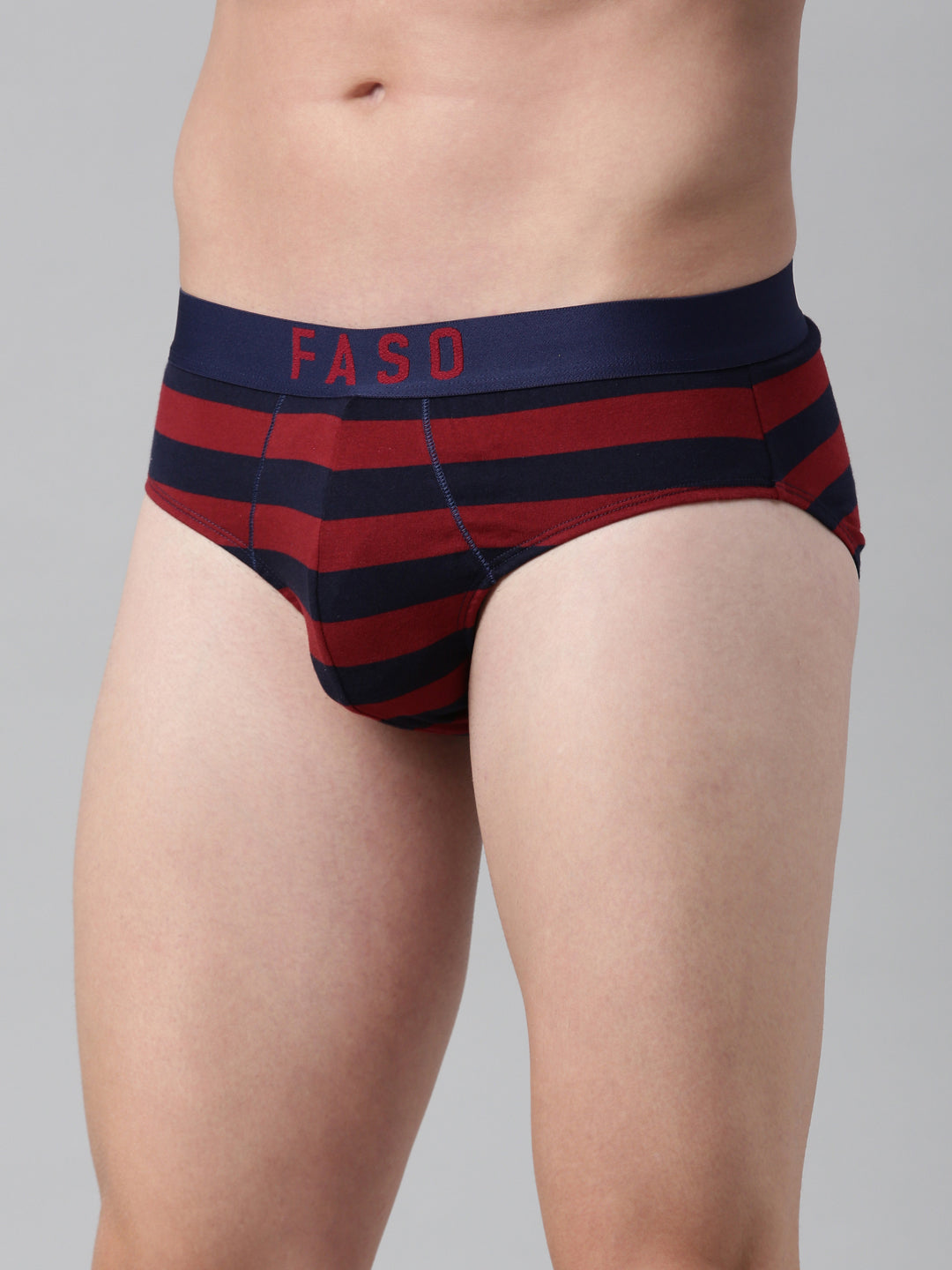 Faso Men's Cotton Yarn Dyed Striped Brief