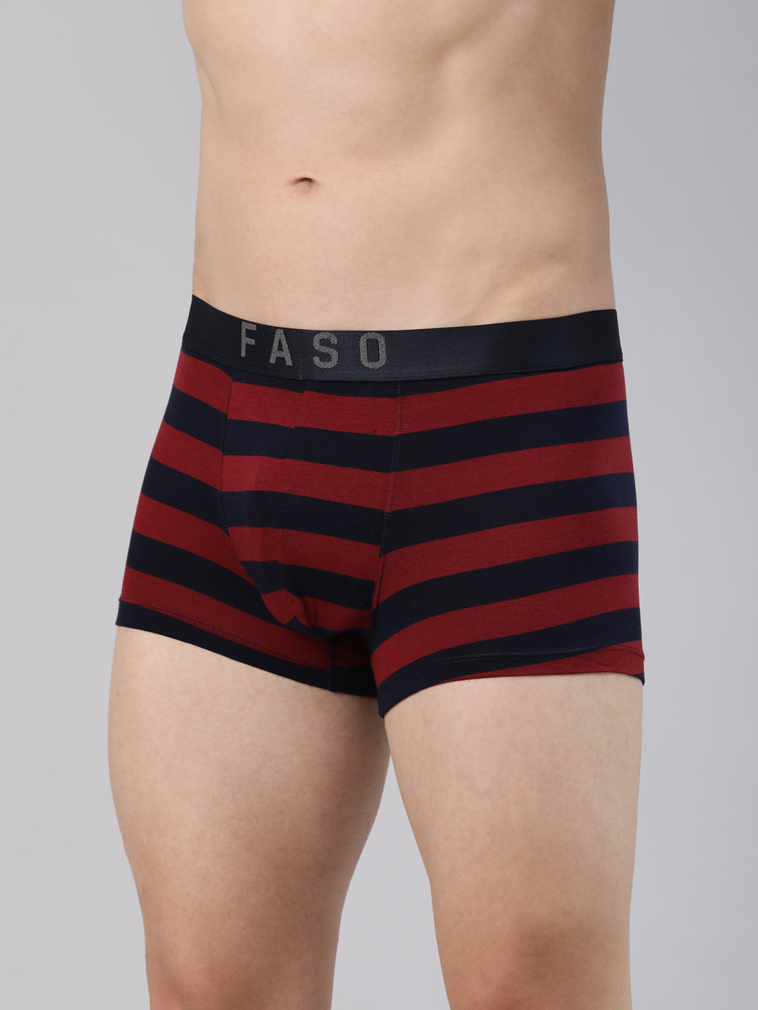 Faso Men's Cotton Yarn Dyed Striped Trunk