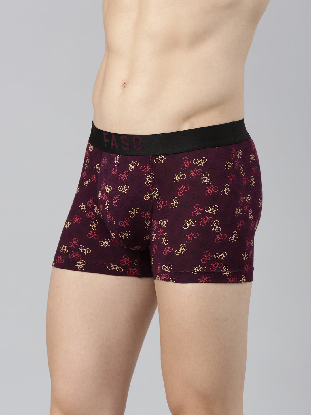 Faso Men's Cotton Outer Elastic All Over Print Trunk