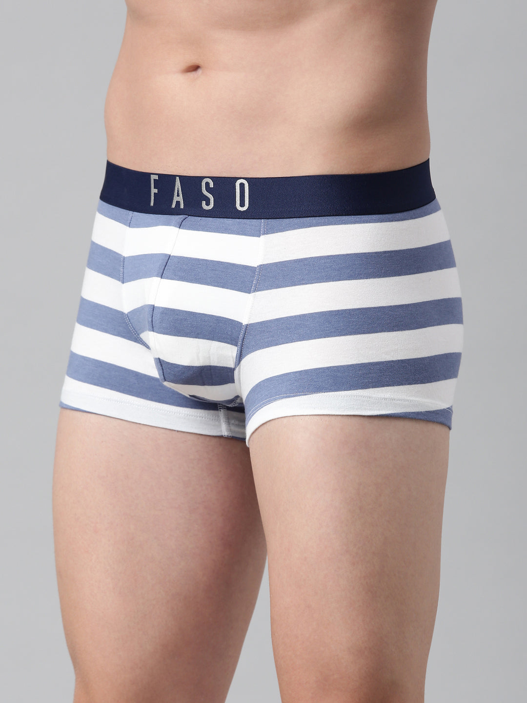 Faso Men's Cotton Yarn Dyed Striped Trunk