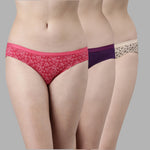 Faso Women's Cotton Outer Elastic Bikini (Pack of 3)