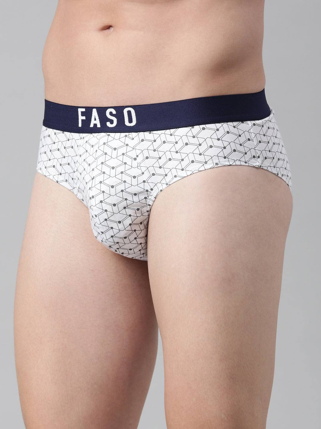 Faso Men's Cotton Outer Elastic All Over Print Brief