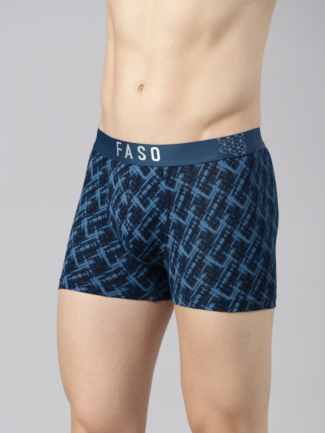 Faso Men's Cotton Stretch All Over Print Trunks