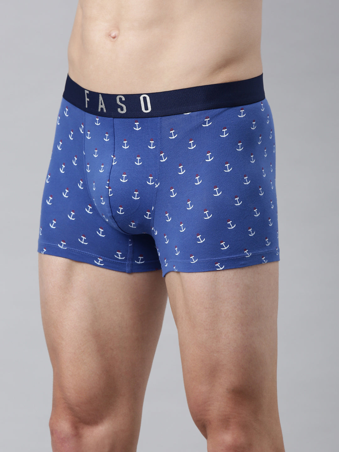 Faso Men's Cotton Stretch All Over Print Trunks