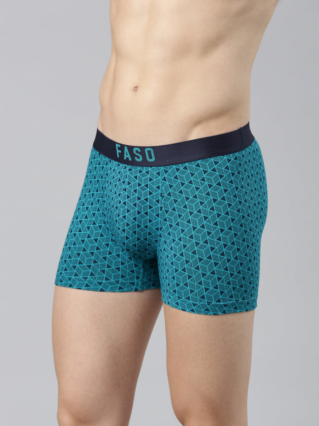 Faso Men's Cotton Outer Elastic All Over Print Trunk