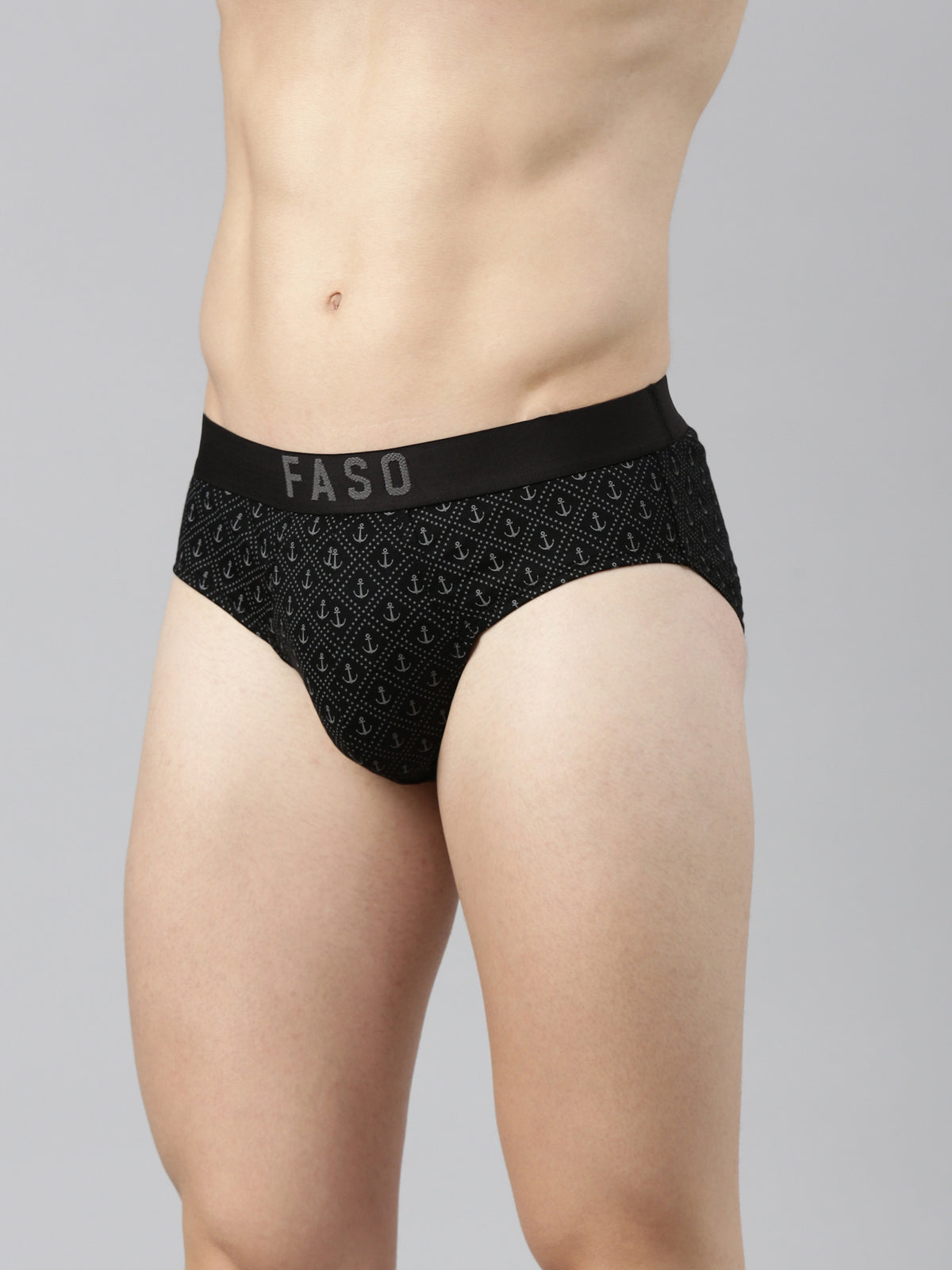 Faso Men's Cotton Outer Elastic All Over Print Brief