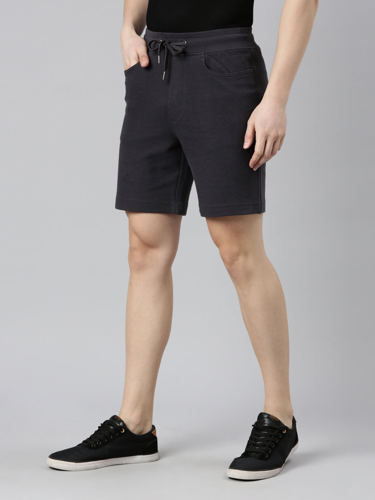 FASO Men’s Cotton Track Shorts with Denim Pocket