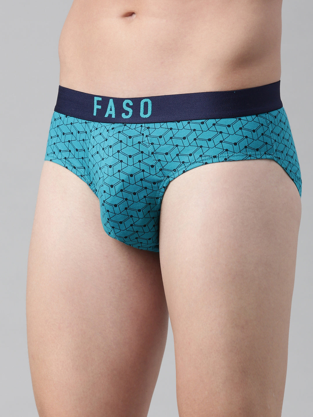 Faso Men's Cotton Outer Elastic All Over Print Brief