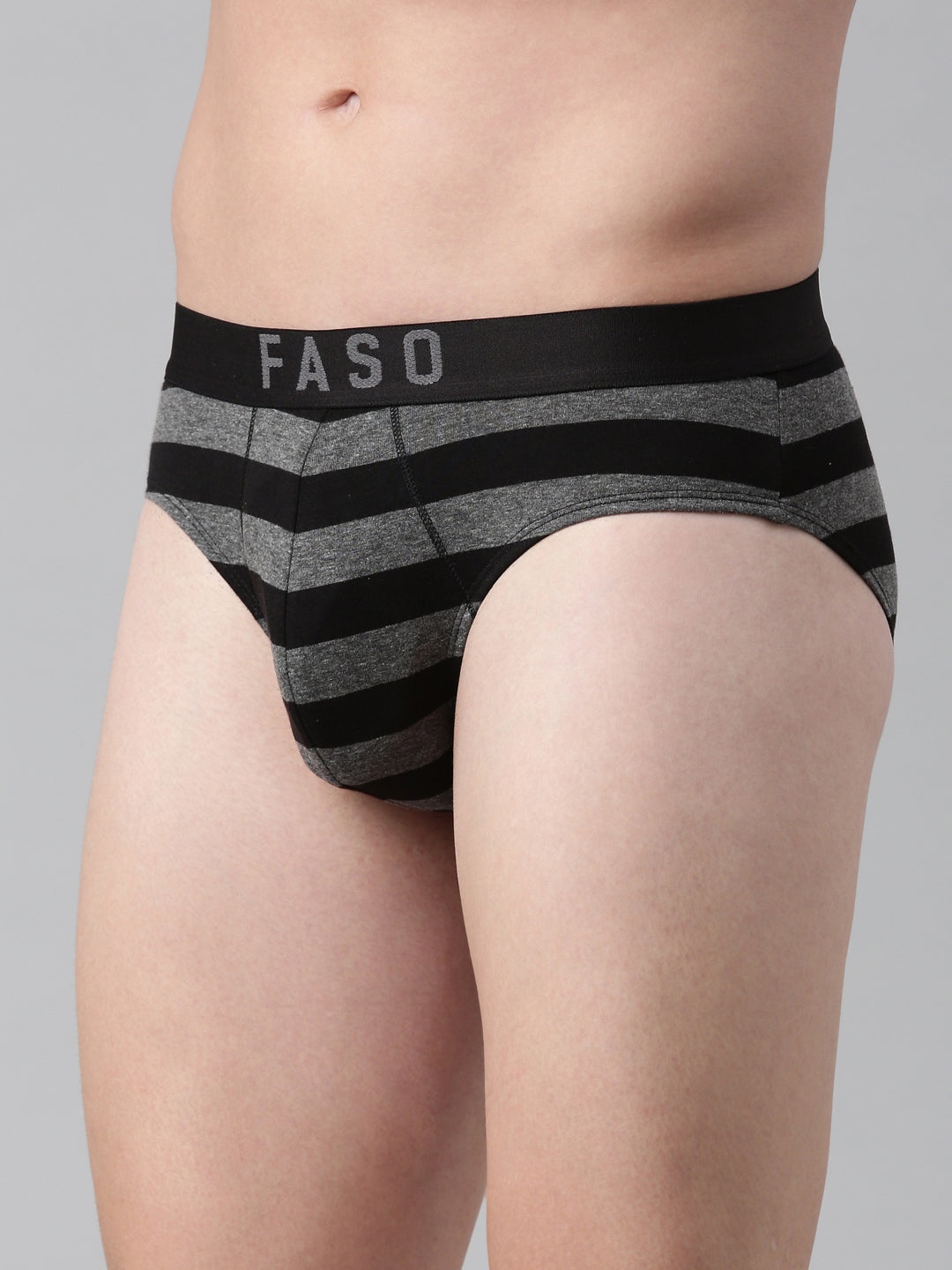 Faso Men's Cotton Yarn Dyed Striped Brief