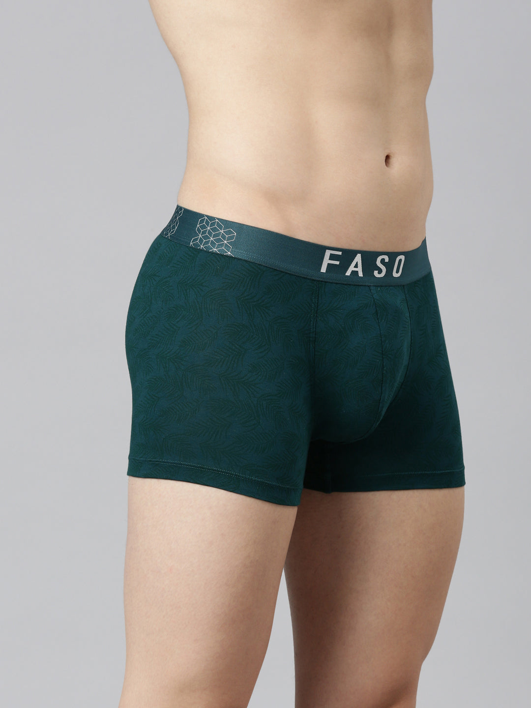 Faso Men's Cotton Stretch All Over Print Trunks