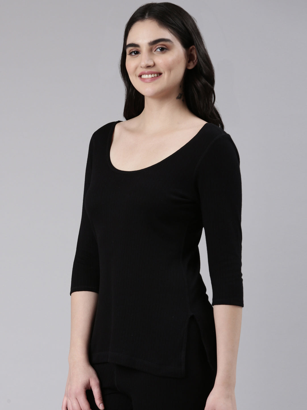 Faso Women's Cotton Blended 3/4 Sleeve Top