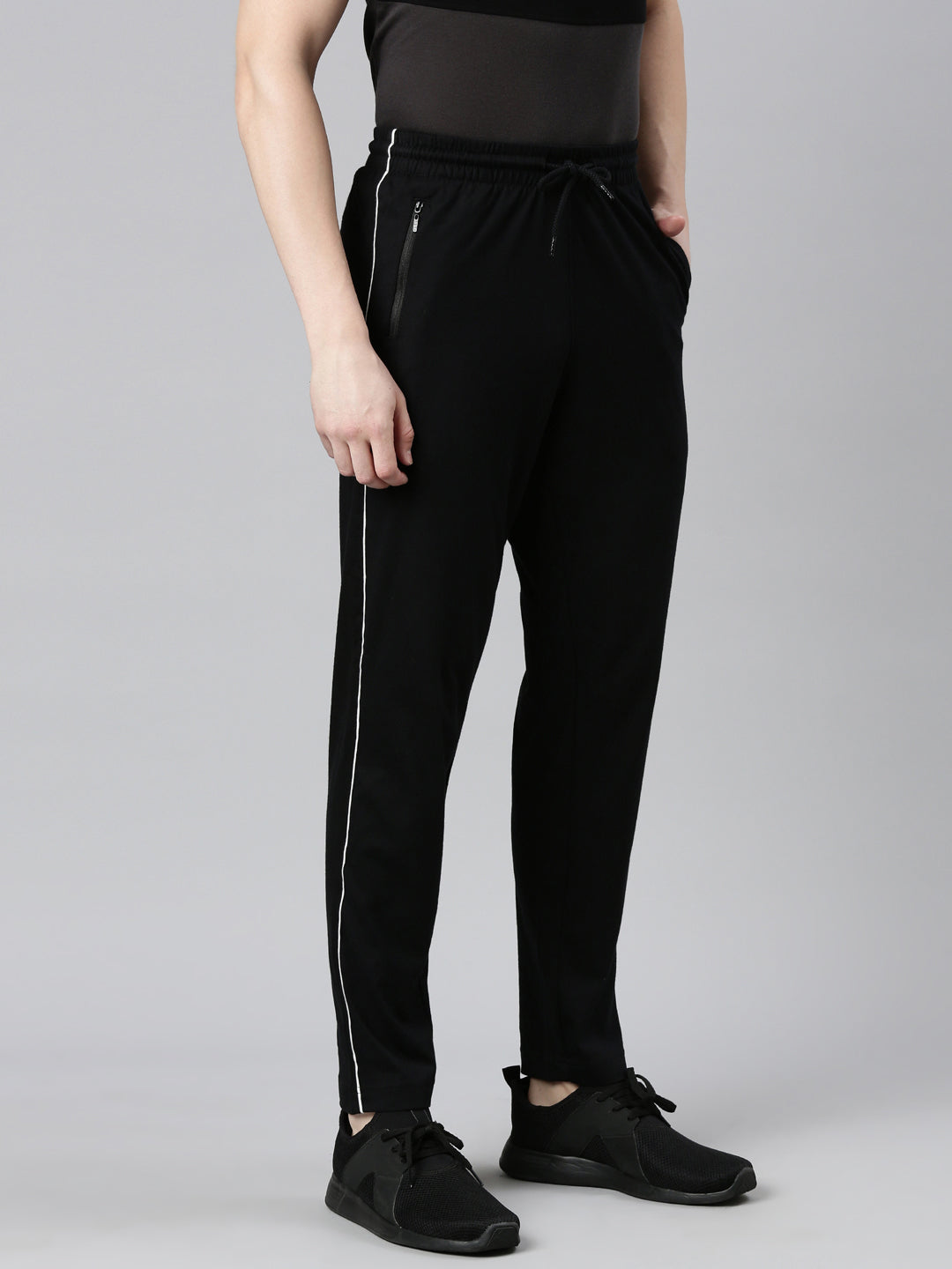 Faso Men's Cotton Side Seam Piping Track Pant