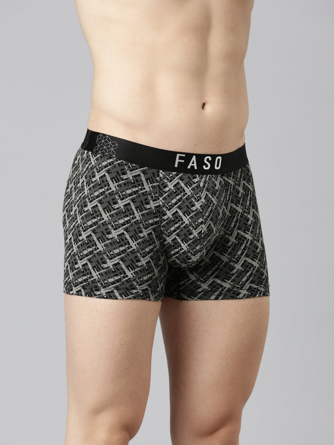 Faso Men's Cotton Stretch All Over Print Trunks