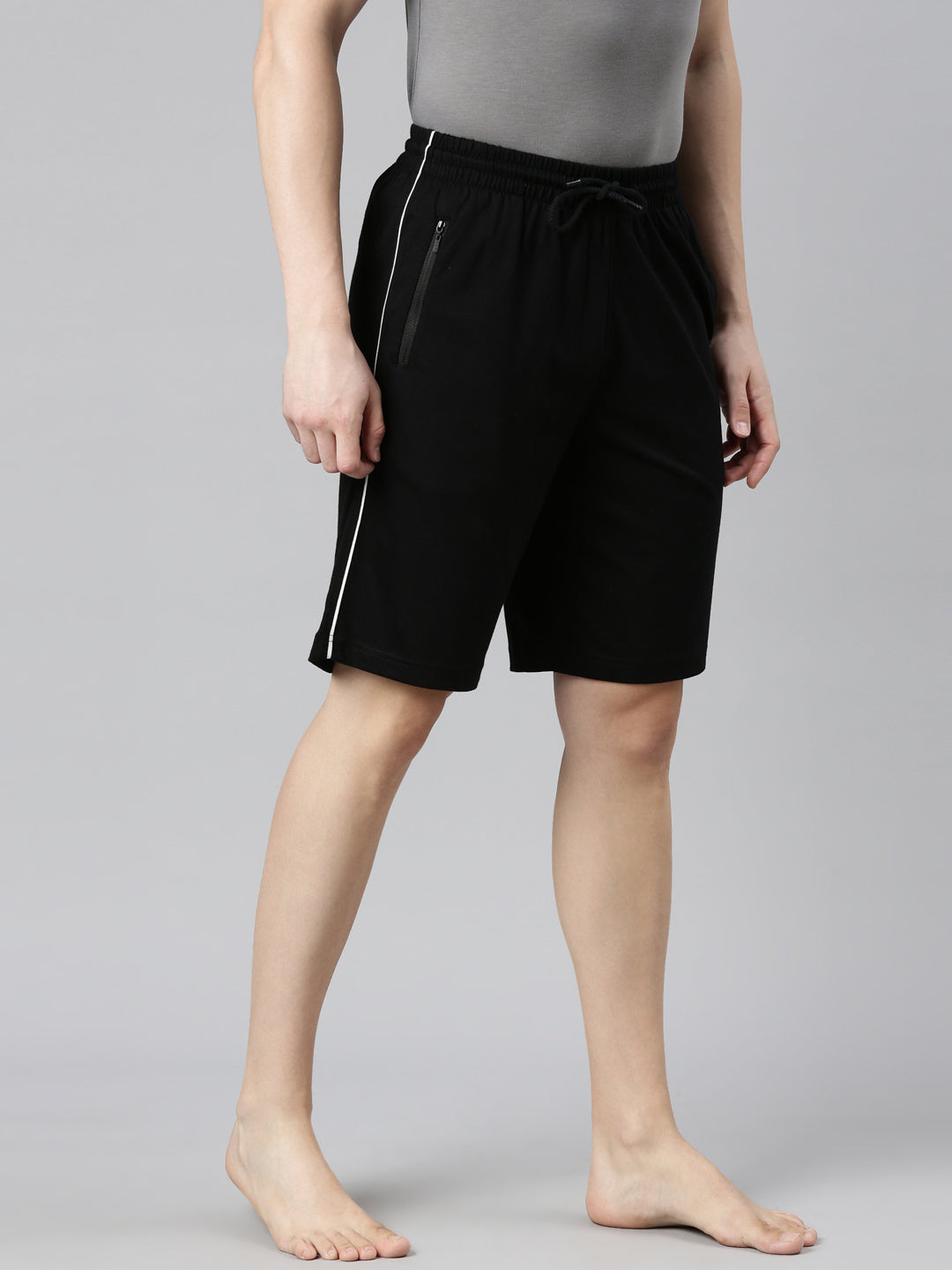 Faso Men's Cotton Side Seam Piping Bermuda Shorts