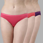 Faso Women's Cotton Outer Elastic Bikini (Pack of 3)