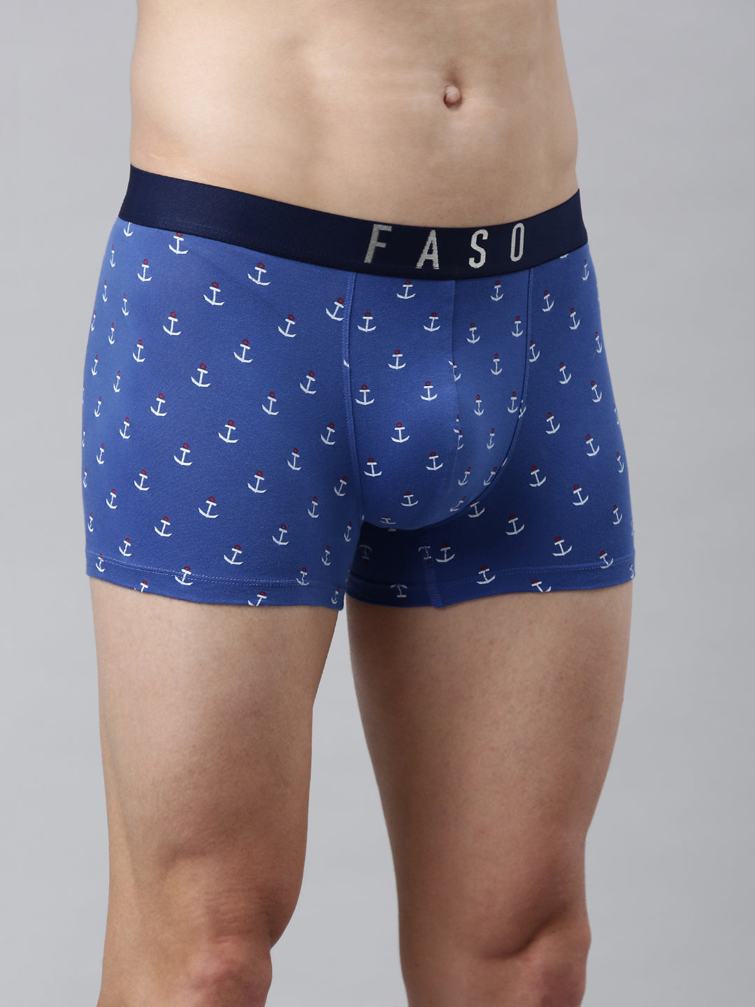 Faso Men's Cotton Stretch All Over Print Trunks
