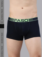 Faso Men's Cotton Neon Outer Elastic Trunk (Pack of 2)