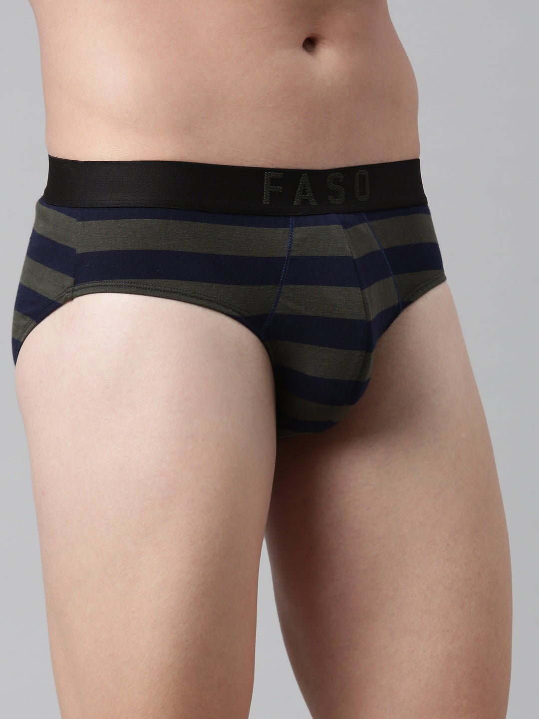 Faso Men's Cotton Yarn Dyed Striped Brief