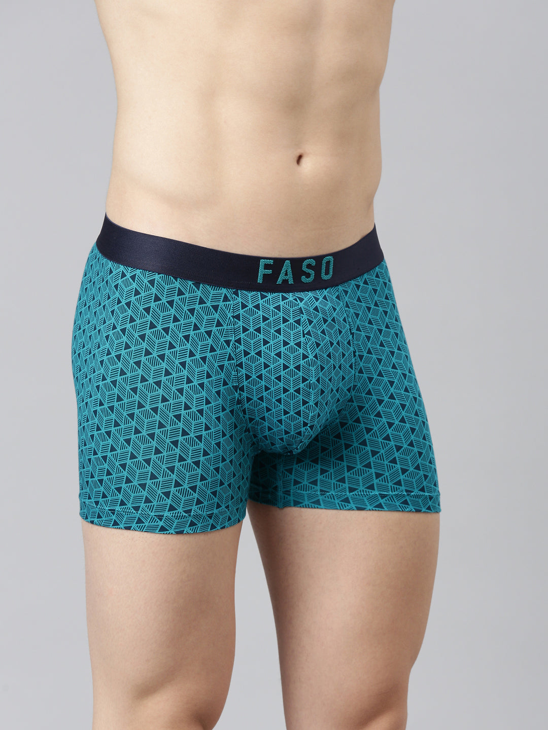 Faso Men's Cotton Outer Elastic All Over Print Trunk