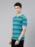FASO Men’s Gradient Stripes Yarn Dyed Cotton T-Shirt