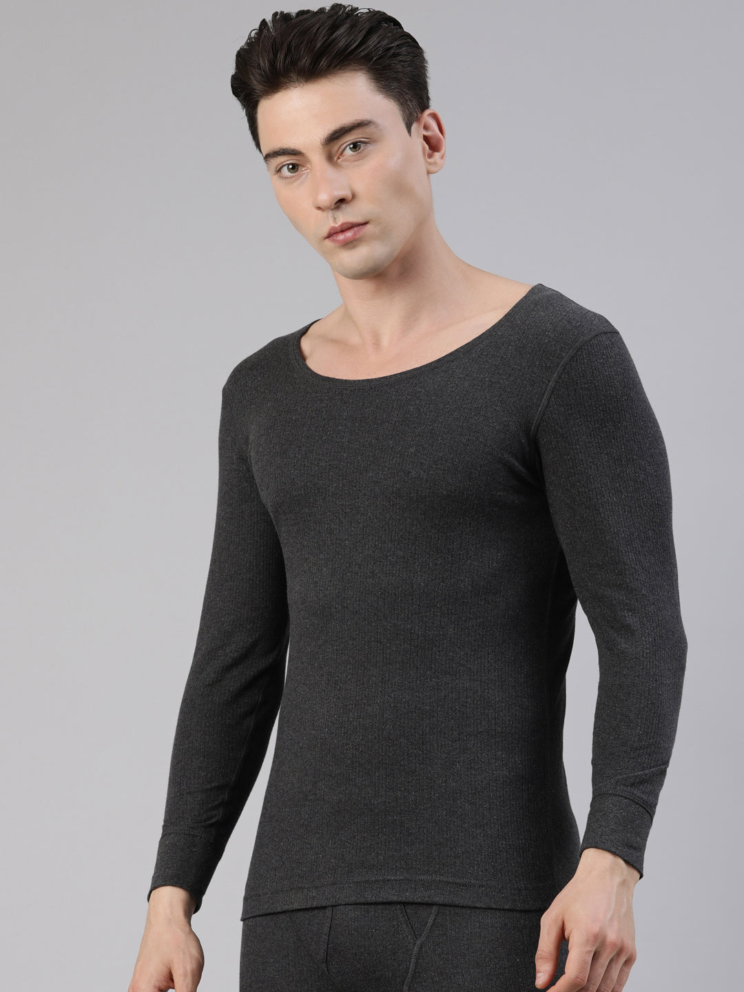 Faso Men's Round Neck Full Sleeve With Rib Thermal T-Shirt