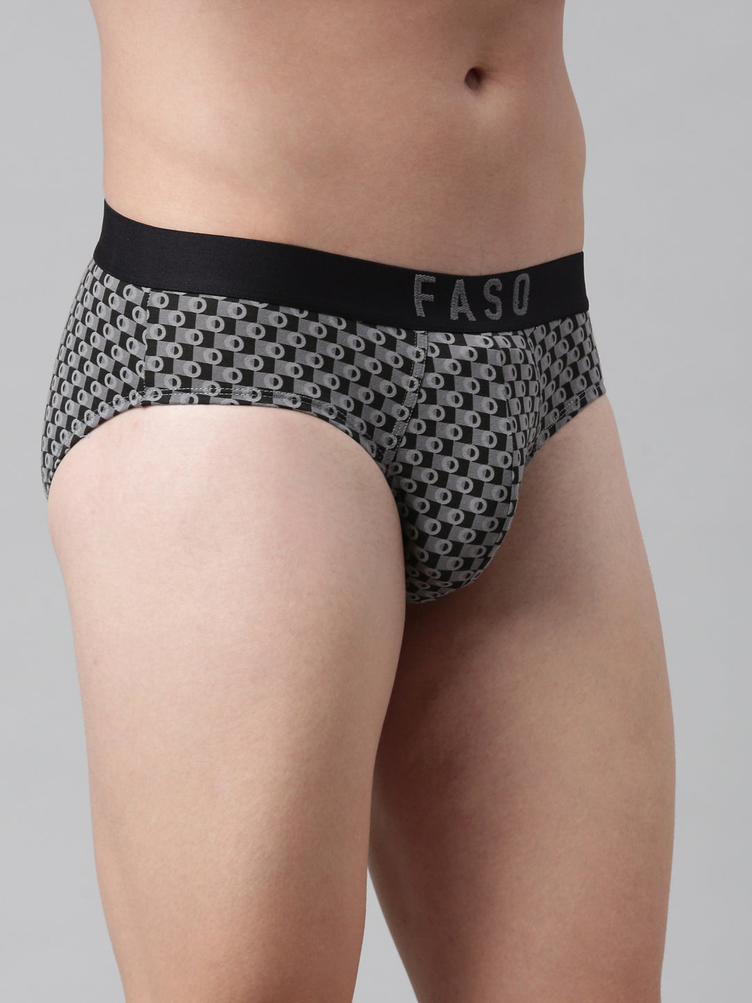 Faso Men's Cotton Outer Elastic All Over Print Brief