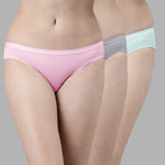 Faso Women's Cotton Outer Elastic Bikini (Pack of 3)
