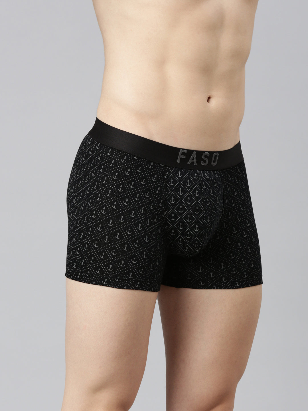 Faso Men's Cotton Outer Elastic All Over Print Trunk