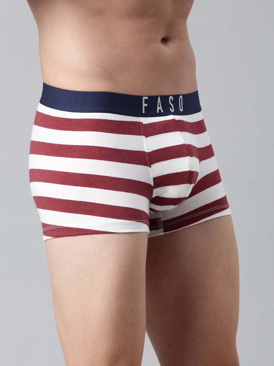 Faso Men's Cotton Yarn Dyed Striped Trunk