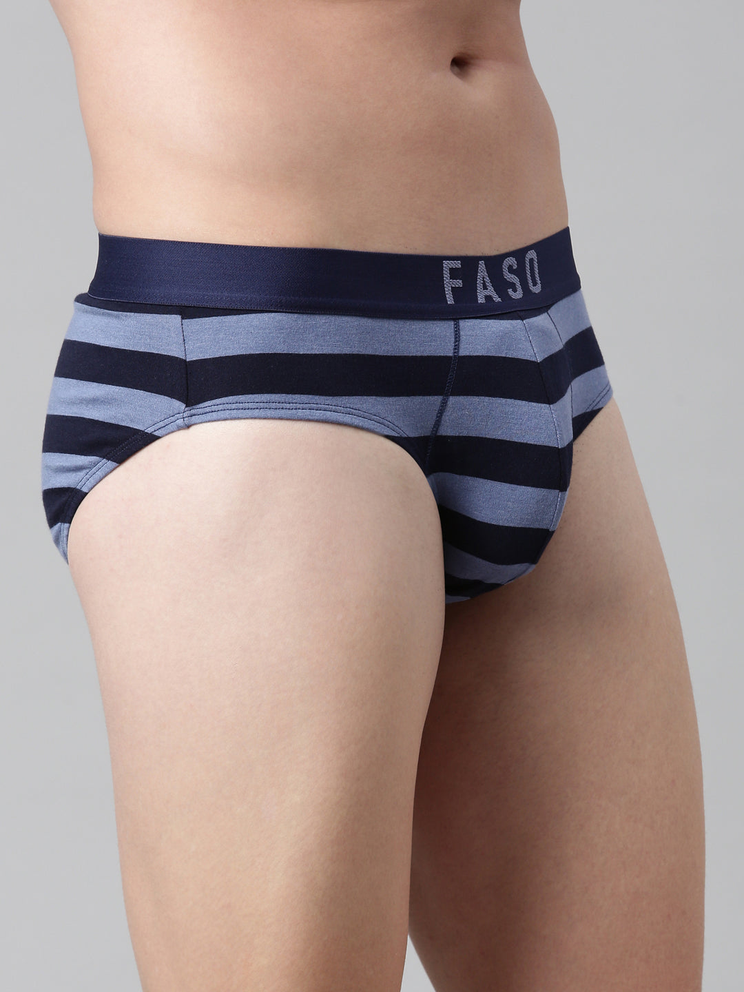 Faso Men's Cotton Yarn Dyed Striped Brief