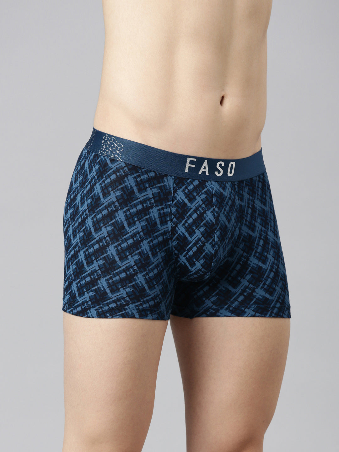 Faso Men's Cotton Stretch All Over Print Trunks