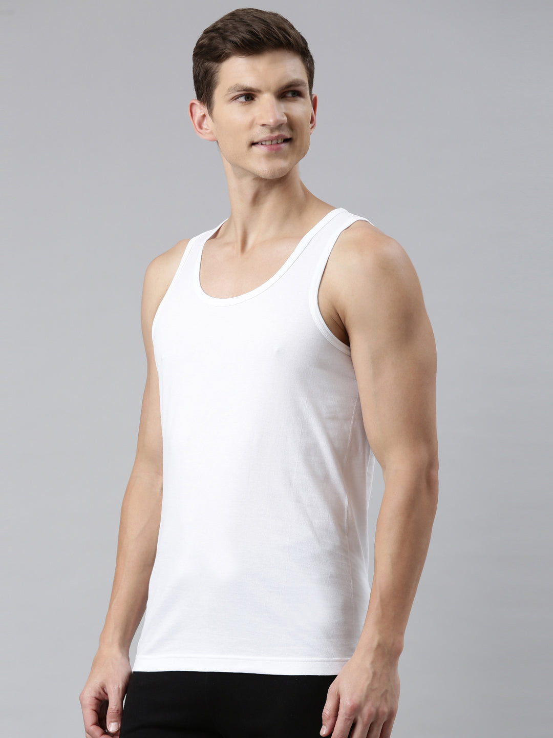 FASO Men’s White Cotton Vest (Pack of 3)