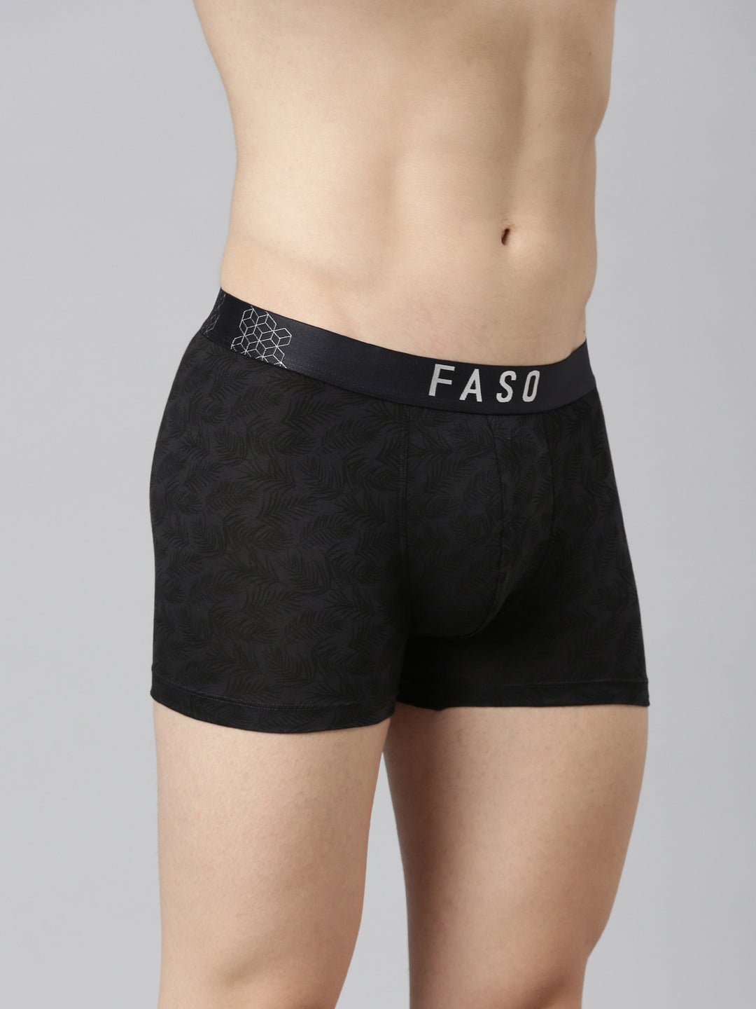 Faso Men's Cotton Stretch All Over Print Trunks