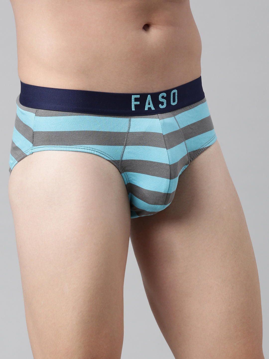 Faso Men's Cotton Yarn Dyed Striped Brief