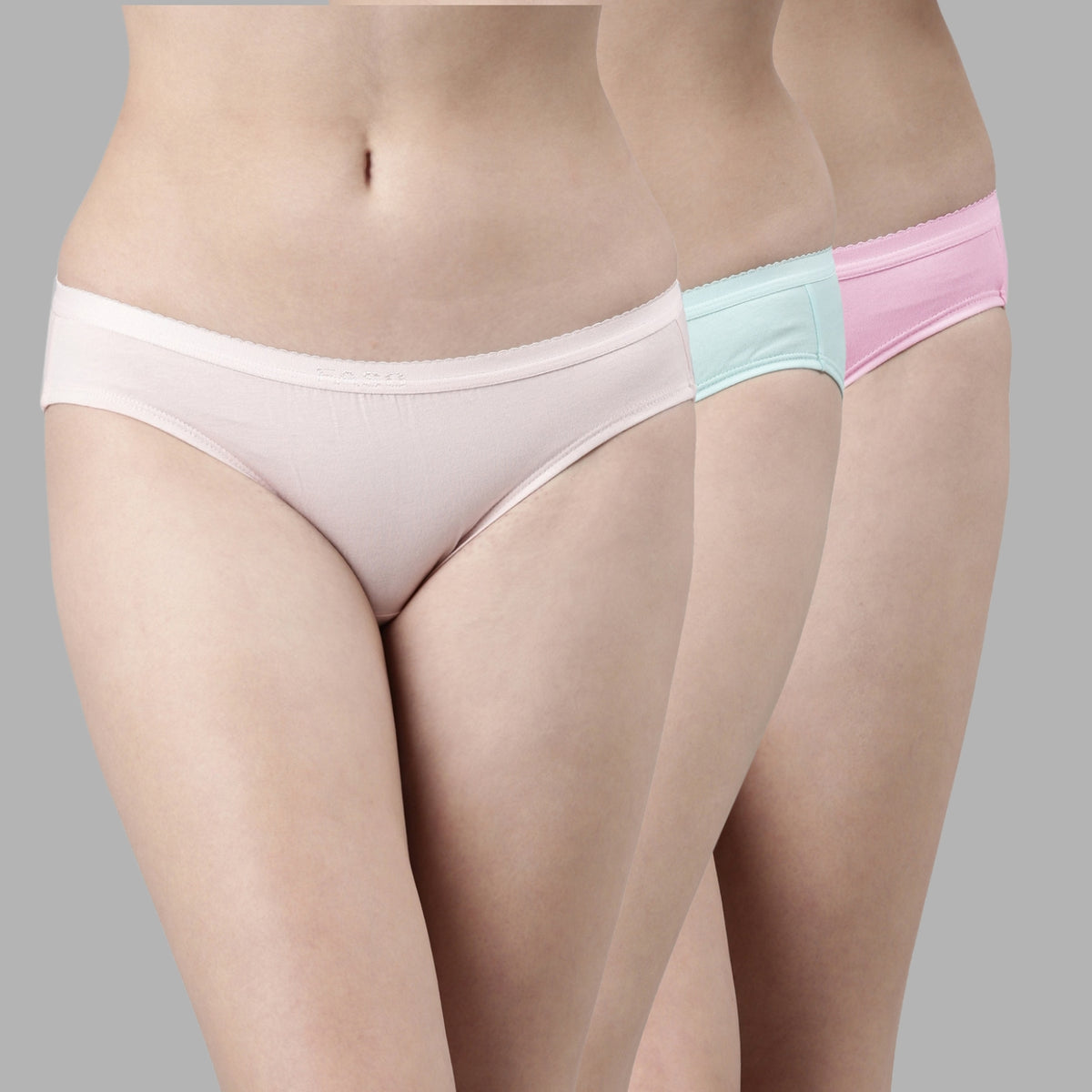 Faso Women's Cotton Outer Elastic Bikini (Pack of 3)