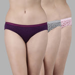 Faso Women's Cotton Outer Elastic Bikini (Pack of 3)
