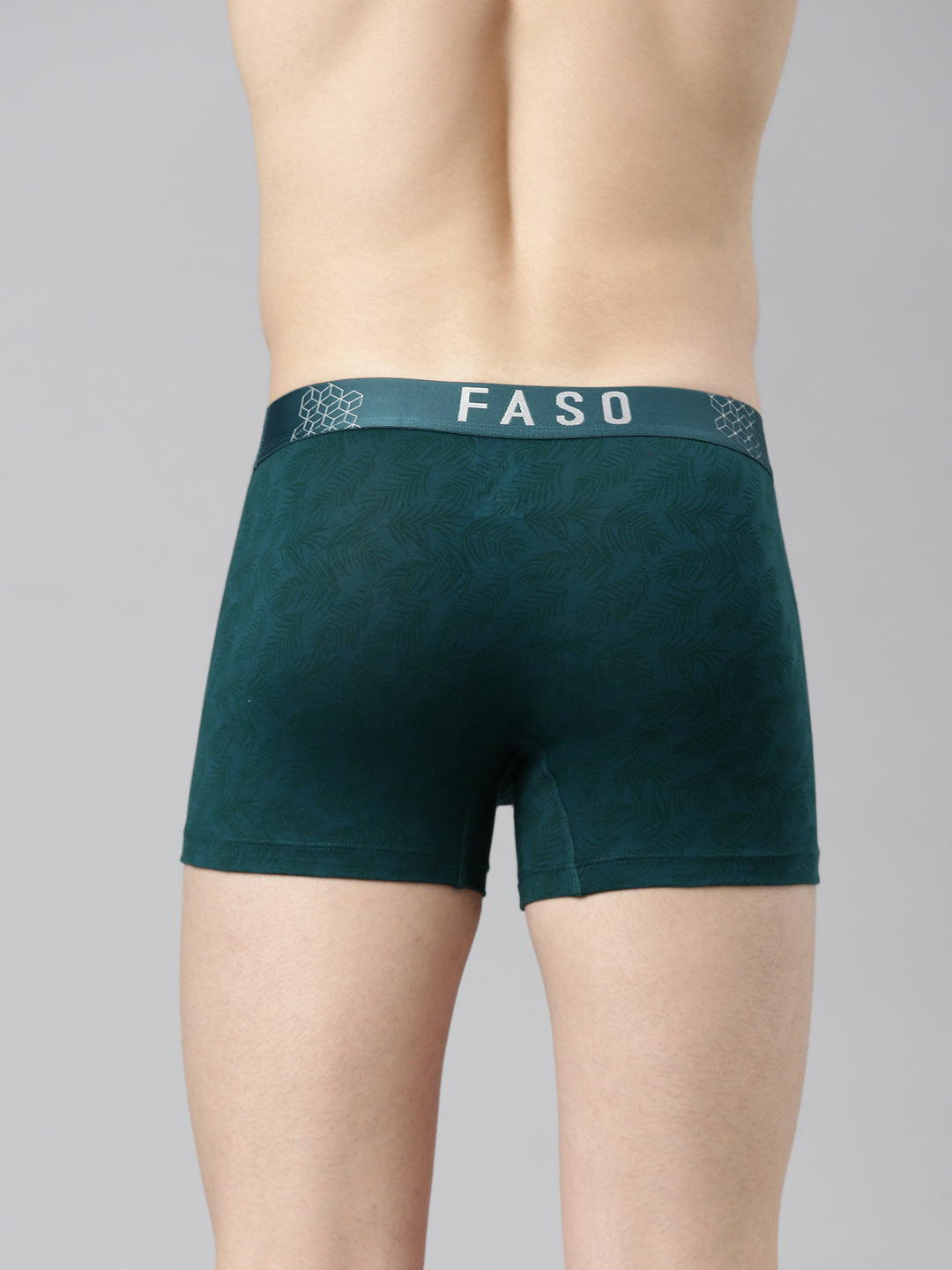 Faso Men's Cotton Stretch All Over Print Trunks